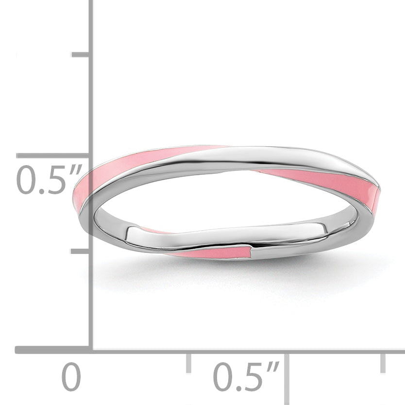 Sterlingsilber Stapelbar Expressions Gedreht Rosa Emailliert Ring