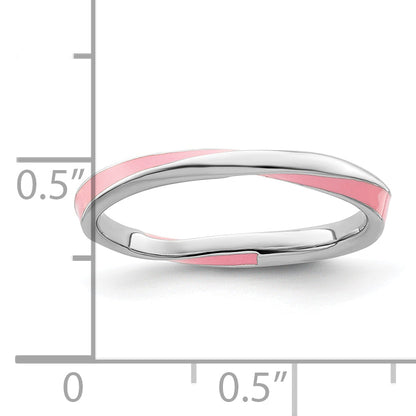 Sterlingsilber Stapelbar Expressions Gedreht Rosa Emailliert Ring