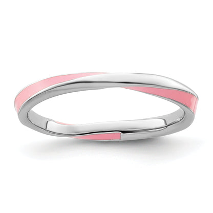 Sterlingsilber Stapelbar Expressions Gedreht Rosa Emailliert Ring
