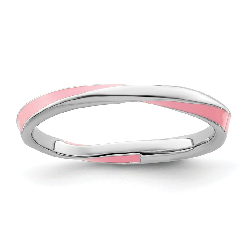 Sterlingsilber Stapelbar Expressions Gedreht Rosa Emailliert Ring