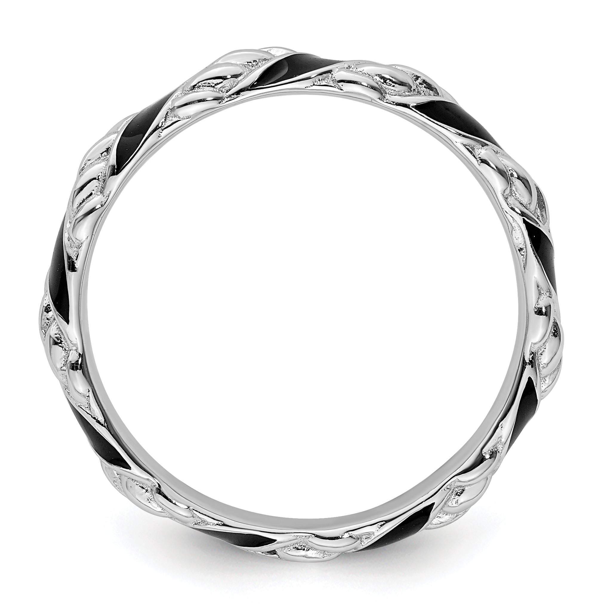 Sterlingsilber Stapelbar Expressions Poliert Schwarz Emailliert Ring