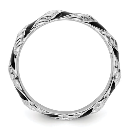 Sterlingsilber Stapelbar Expressions Poliert Schwarz Emailliert Ring