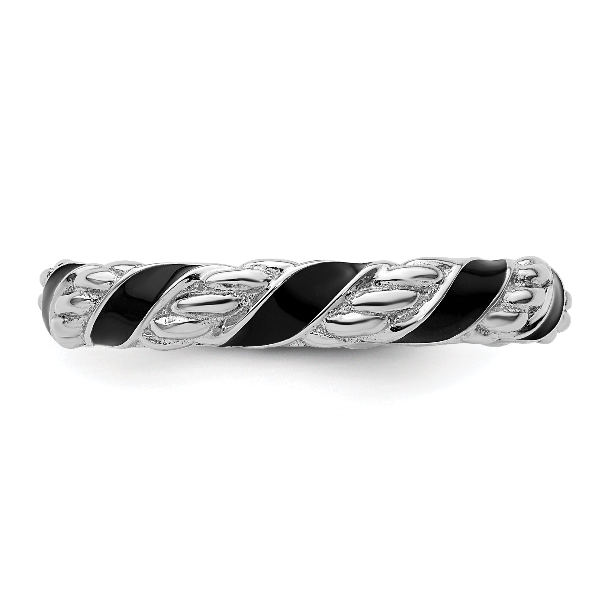 Sterlingsilber Stapelbar Expressions Poliert Schwarz Emailliert Ring