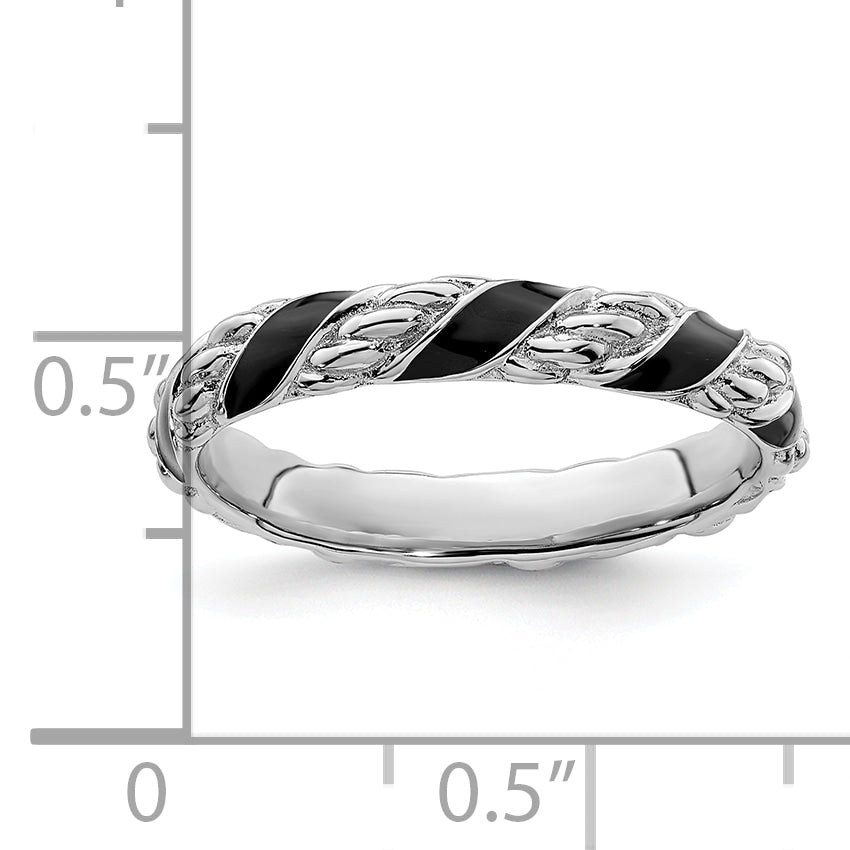 Sterlingsilber Stapelbar Expressions Poliert Schwarz Emailliert Ring