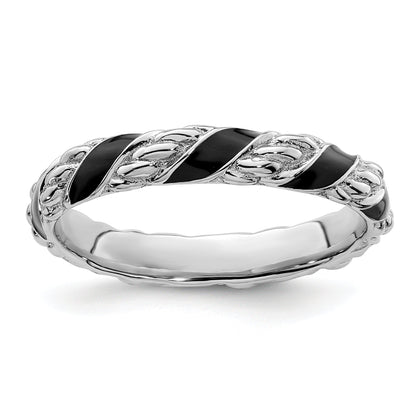 Sterlingsilber Stapelbar Expressions Poliert Schwarz Emailliert Ring
