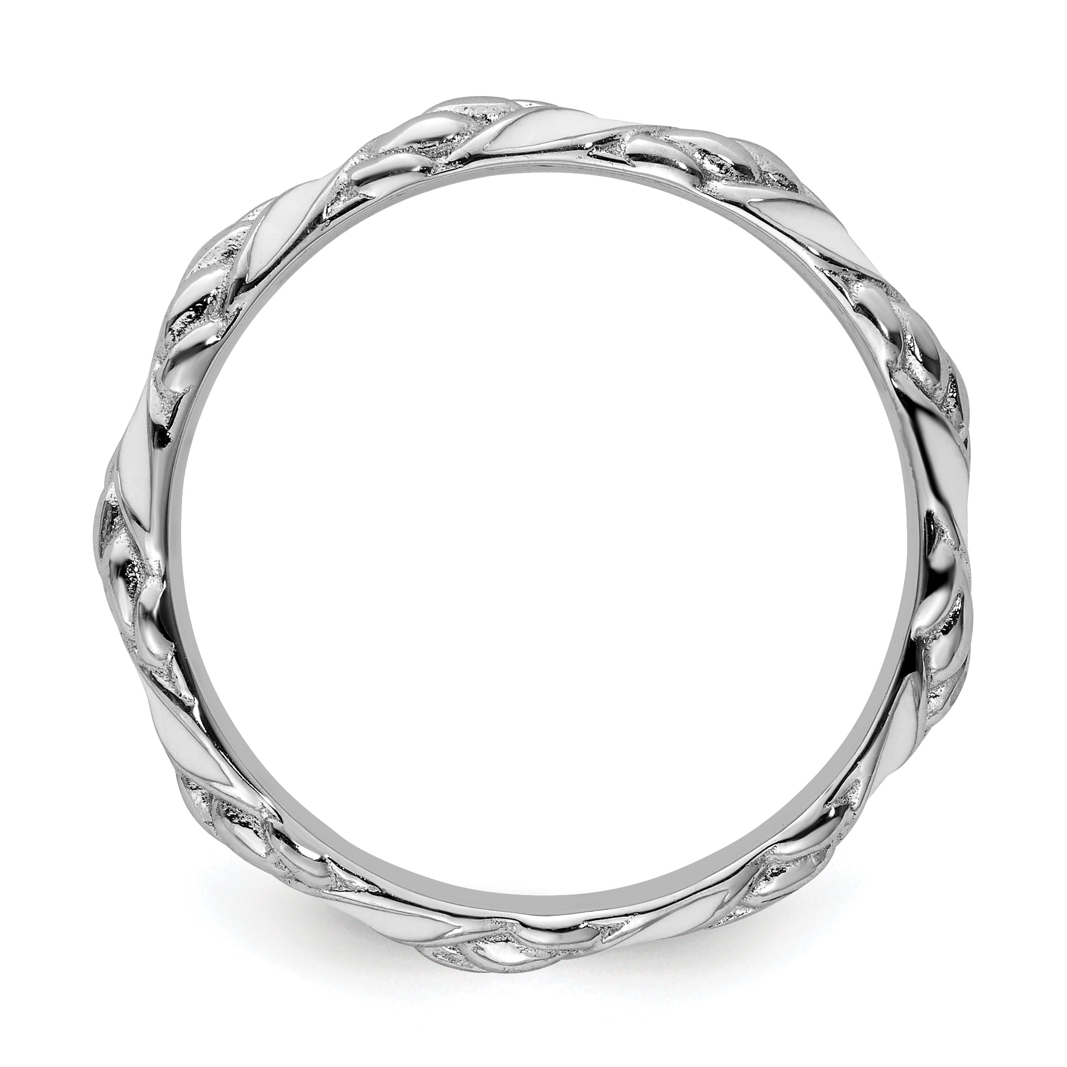 Sterlingsilber Stapelbar Expressions Poliert Weiß Emailliert Ring