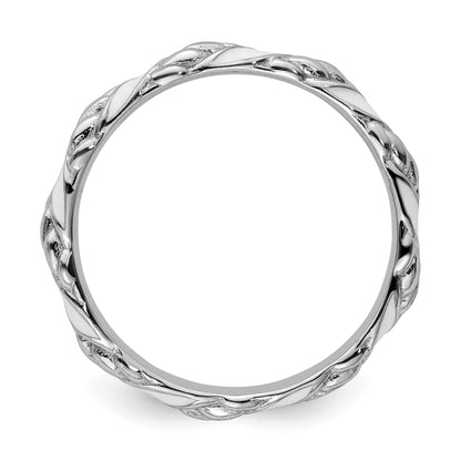 Sterlingsilber Stapelbar Expressions Poliert Weiß Emailliert Ring