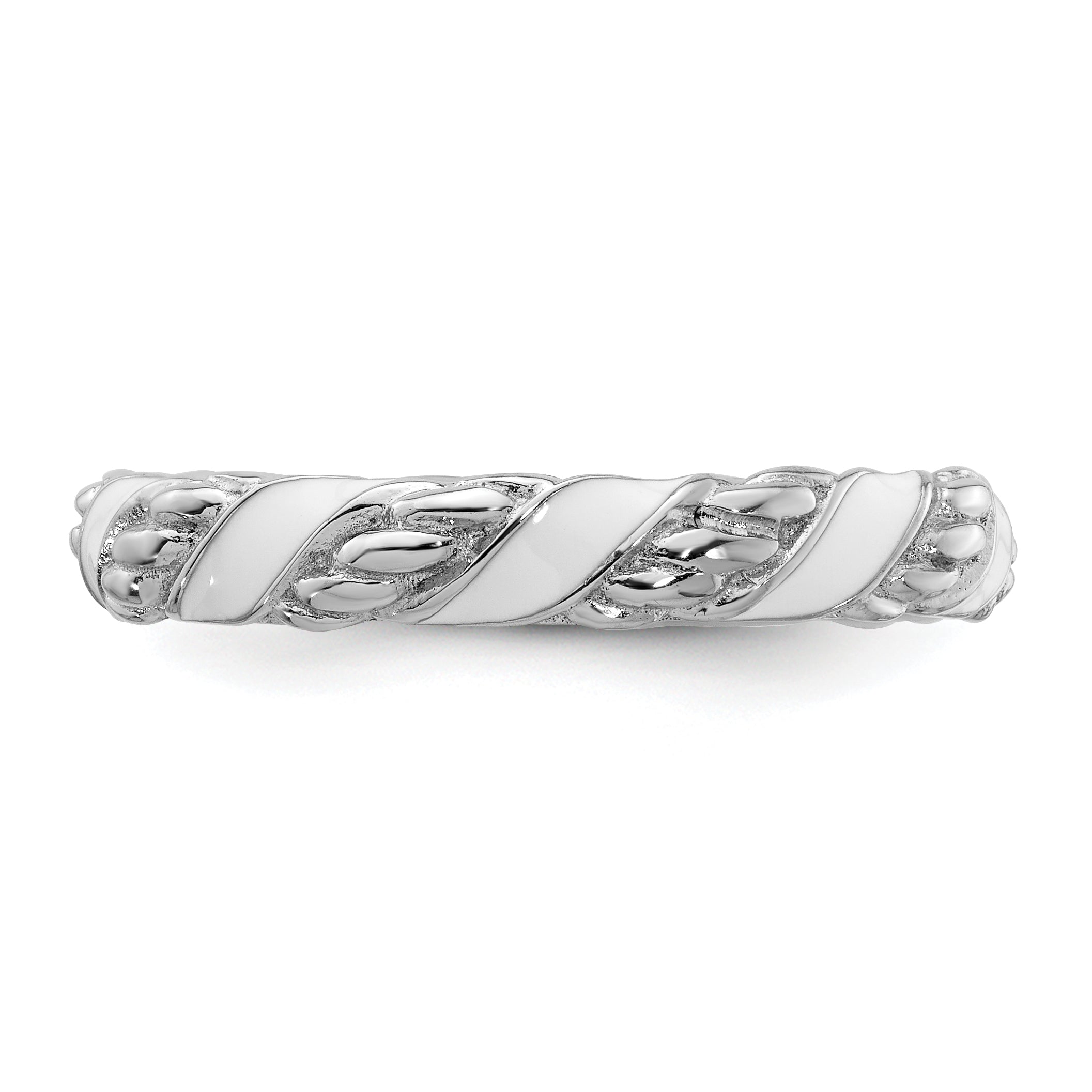 Sterlingsilber Stapelbar Expressions Poliert Weiß Emailliert Ring