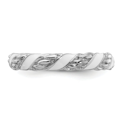Sterlingsilber Stapelbar Expressions Poliert Weiß Emailliert Ring
