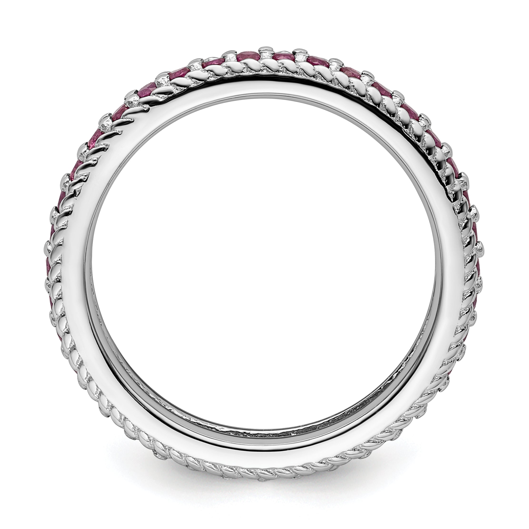Sterlingsilber Stapelbar Expressions Poliert Erzeugt Rubin Memoire Ring