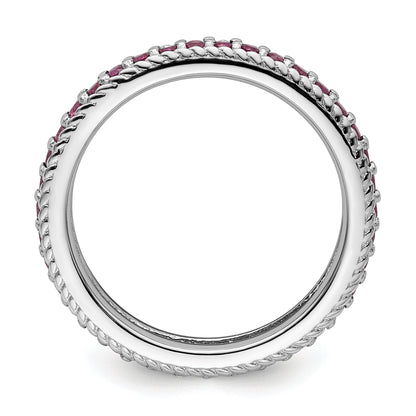 Sterlingsilber Stapelbar Expressions Poliert Erzeugt Rubin Memoire Ring
