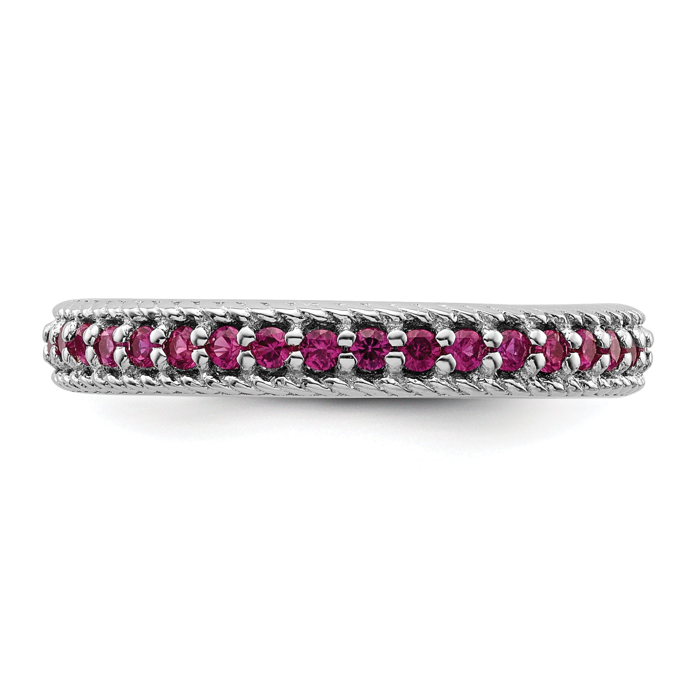 Sterlingsilber Stapelbar Expressions Poliert Erzeugt Rubin Memoire Ring