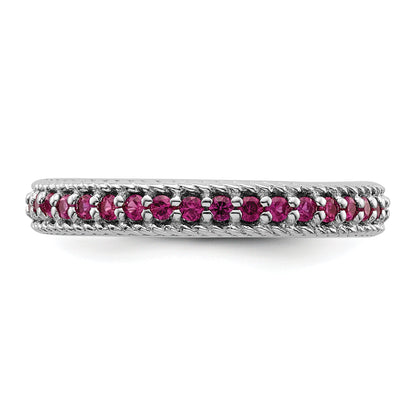 Sterlingsilber Stapelbar Expressions Poliert Erzeugt Rubin Memoire Ring