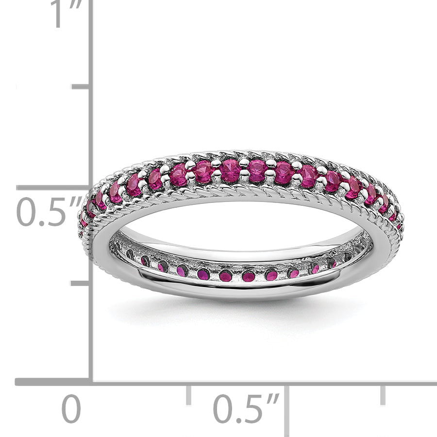 Sterlingsilber Stapelbar Expressions Poliert Erzeugt Rubin Memoire Ring