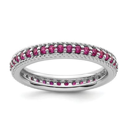 Sterlingsilber Stapelbar Expressions Poliert Erzeugt Rubin Memoire Ring