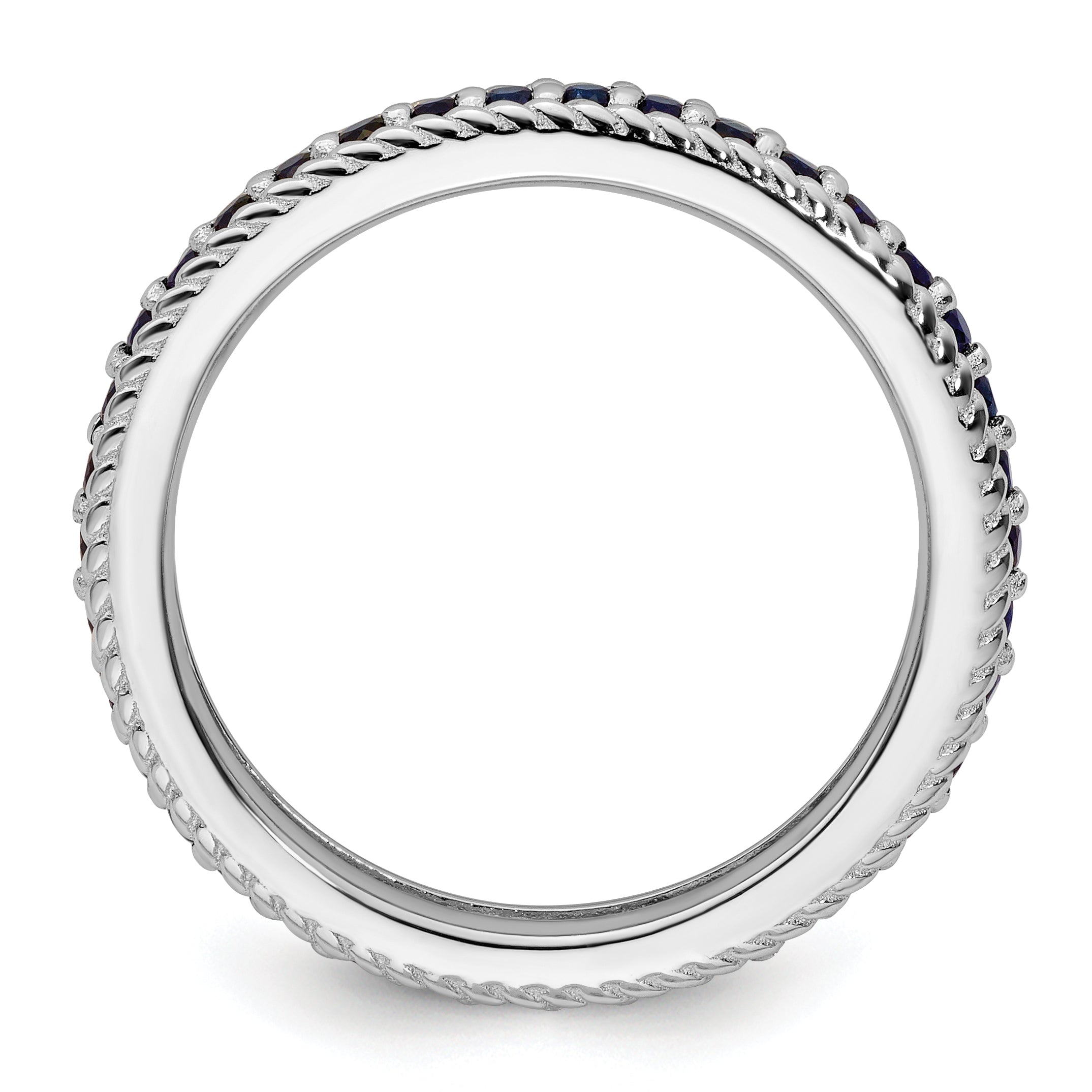 Sterlingsilber Stapelbar Expressions Poliert Cr. Saphir Memoire Ring