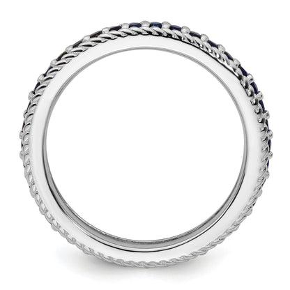 Sterlingsilber Stapelbar Expressions Poliert Cr. Saphir Memoire Ring