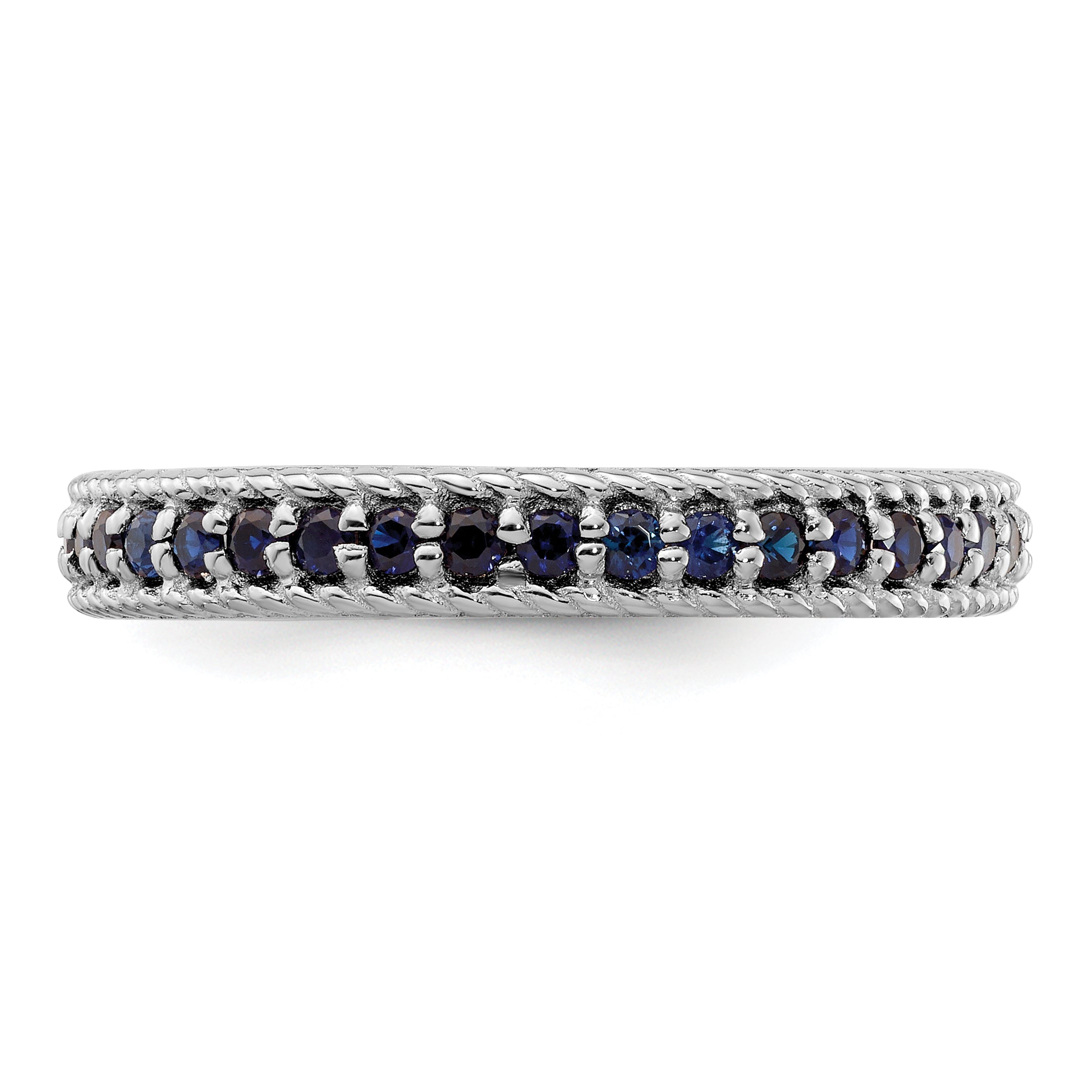 Sterlingsilber Stapelbar Expressions Poliert Cr. Saphir Memoire Ring