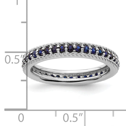 Sterlingsilber Stapelbar Expressions Poliert Cr. Saphir Memoire Ring