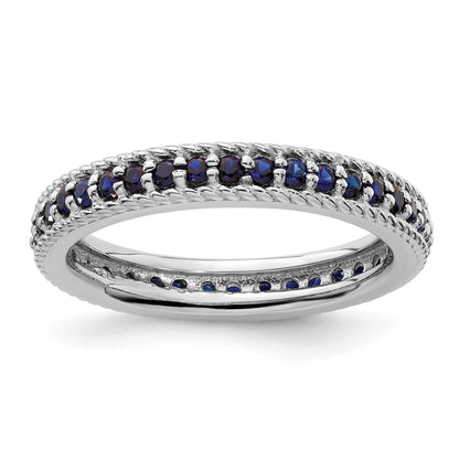 Sterlingsilber Stapelbar Expressions Poliert Cr. Saphir Memoire Ring