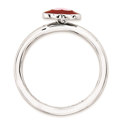 Sterlingsilber Stapelbar Expressions Poliert Emailliert Herzen Ring
