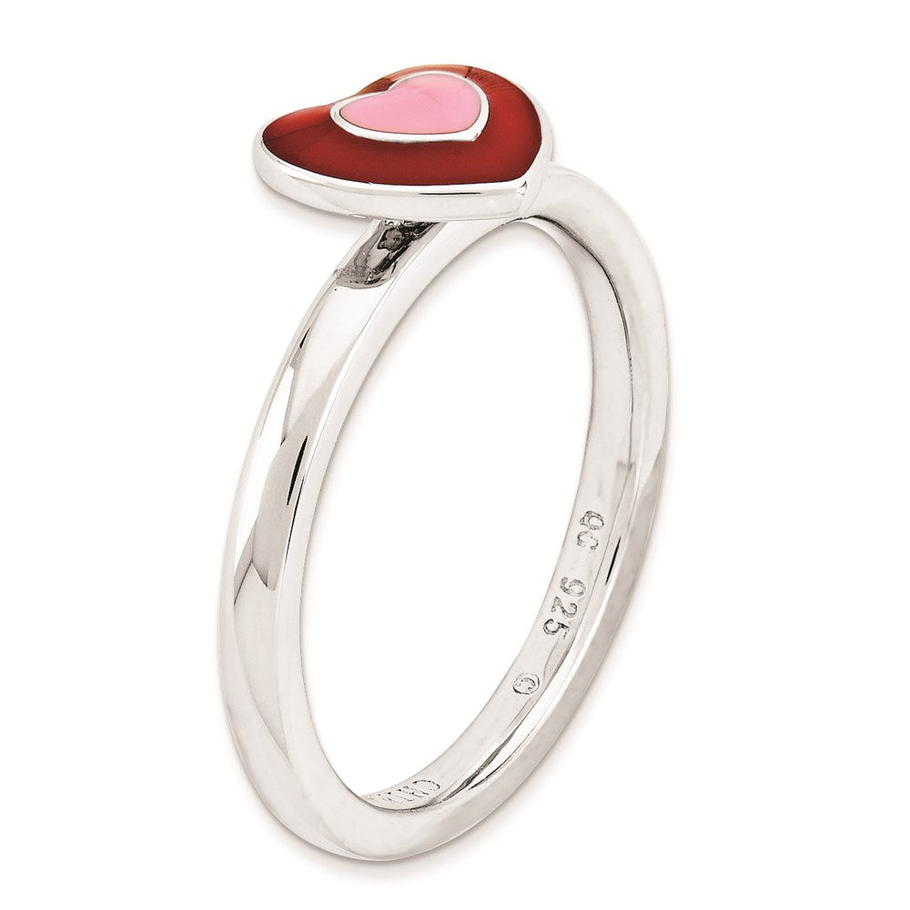 Sterlingsilber Stapelbar Expressions Poliert Emailliert Herzen Ring