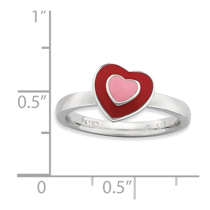 Sterlingsilber Stapelbar Expressions Poliert Emailliert Herzen Ring