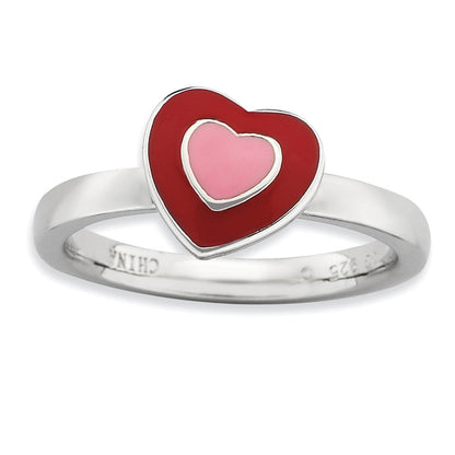 Sterlingsilber Stapelbar Expressions Poliert Emailliert Herzen Ring