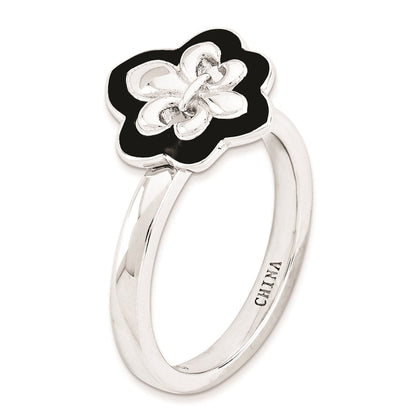 Sterlingsilber Stapelbar Expressions Poliert Emailliert Fleur De Lis Ring