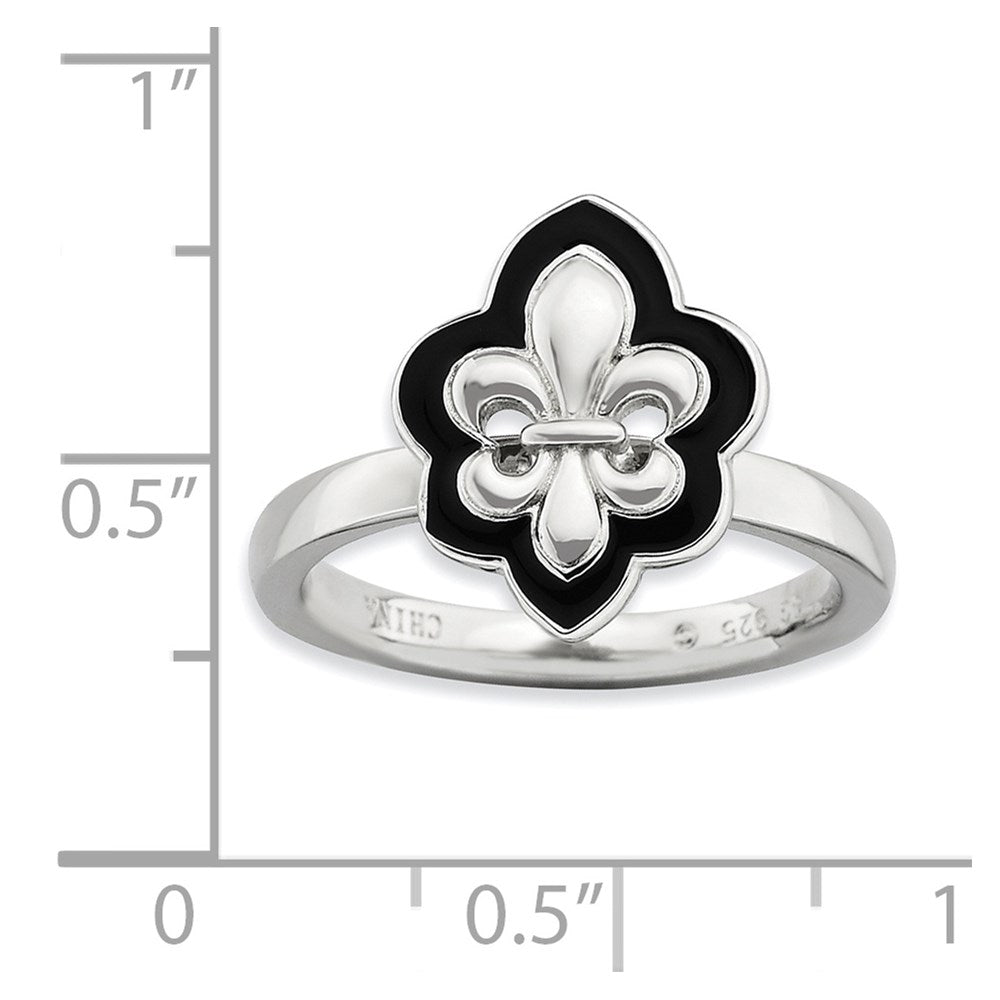 Sterlingsilber Stapelbar Expressions Poliert Emailliert Fleur De Lis Ring