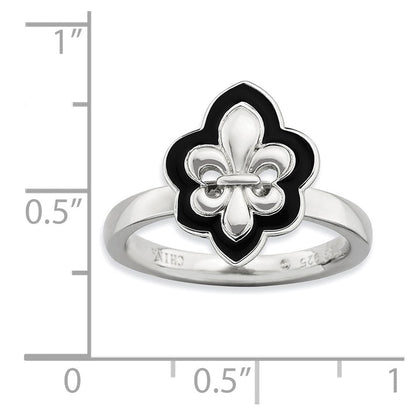 Sterlingsilber Stapelbar Expressions Poliert Emailliert Fleur De Lis Ring
