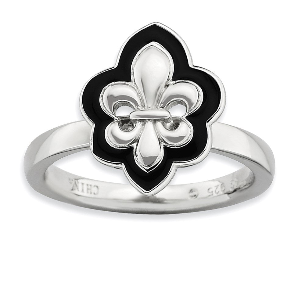 Sterlingsilber Stapelbar Expressions Poliert Emailliert Fleur De Lis Ring