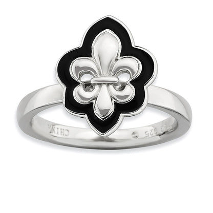 Sterlingsilber Stapelbar Expressions Poliert Emailliert Fleur De Lis Ring