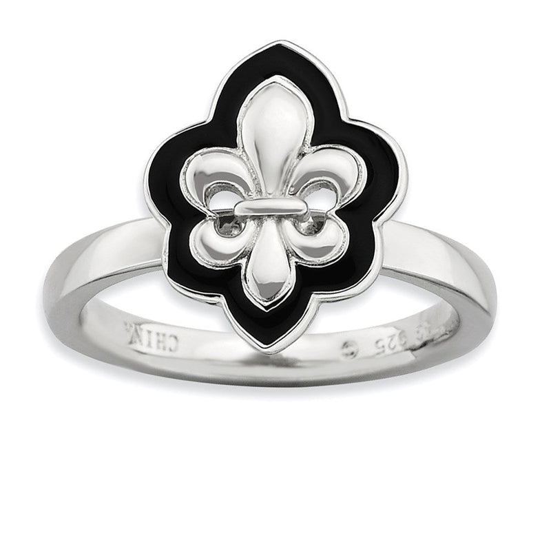 Sterlingsilber Stapelbar Expressions Poliert Emailliert Fleur De Lis Ring
