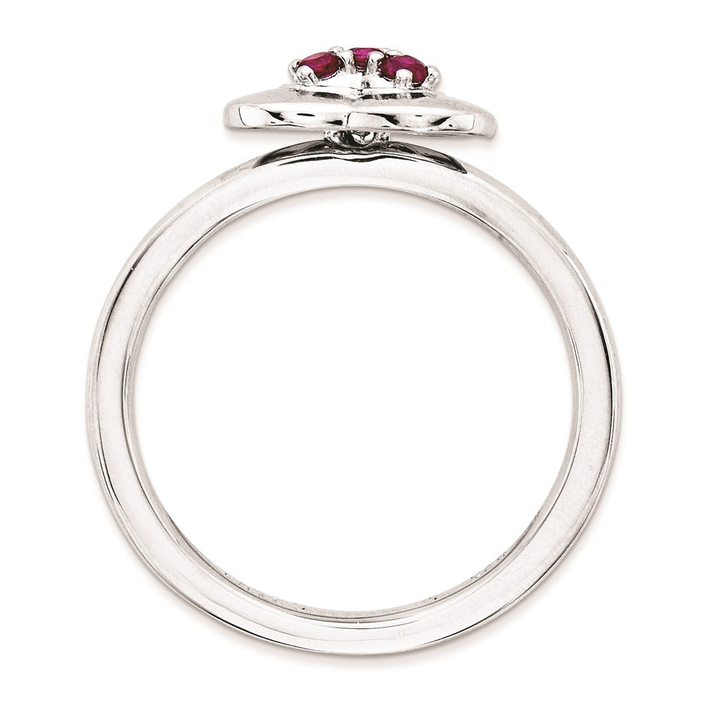 Sterlingsilber Stapelbar Expressions Poliert Erzeugt Rubin Herz Ring