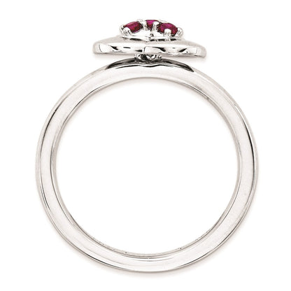 Sterlingsilber Stapelbar Expressions Poliert Erzeugt Rubin Herz Ring