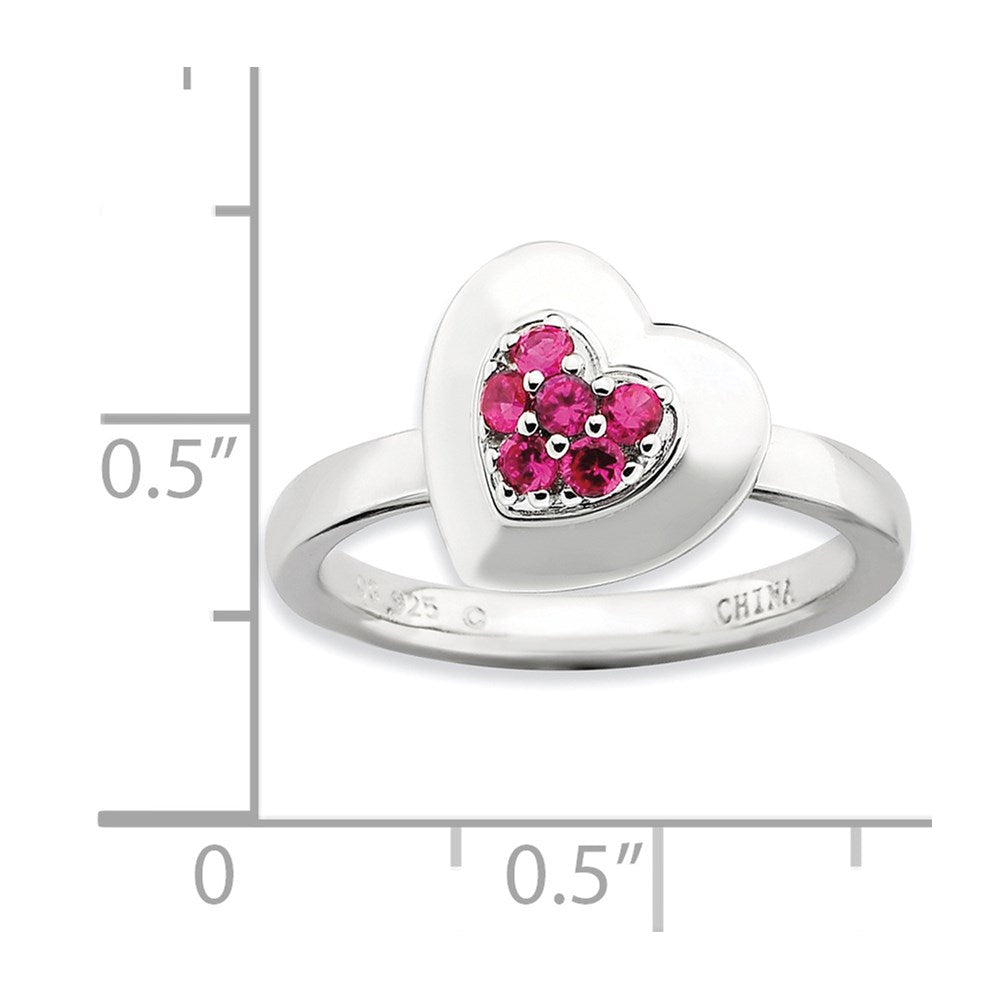 Sterlingsilber Stapelbar Expressions Poliert Erzeugt Rubin Herz Ring