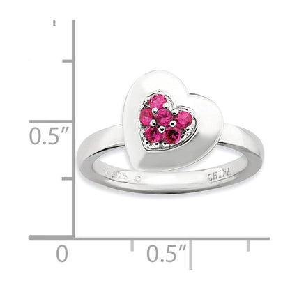 Sterlingsilber Stapelbar Expressions Poliert Erzeugt Rubin Herz Ring