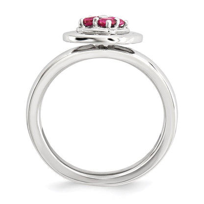 Sterlingsilber Stapelbar Expressions Poliert Erzeugt Rubin Ring