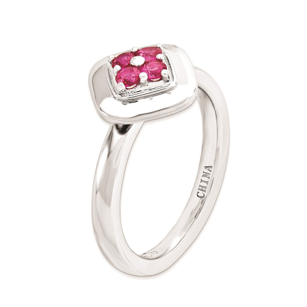 Sterlingsilber Stapelbar Expressions Poliert Erzeugt Rubin Ring