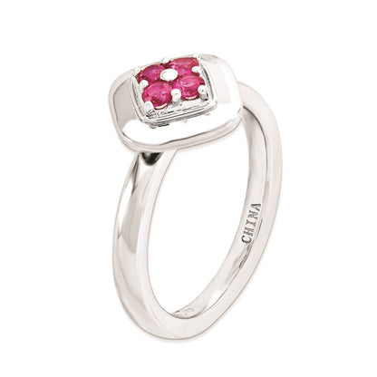 Sterlingsilber Stapelbar Expressions Poliert Erzeugt Rubin Ring