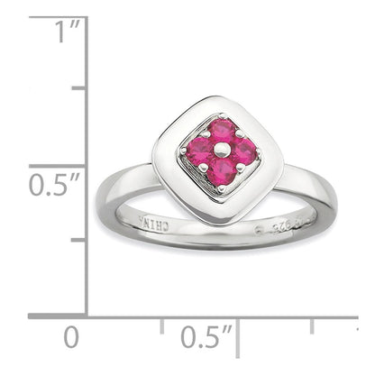 Sterlingsilber Stapelbar Expressions Poliert Erzeugt Rubin Ring