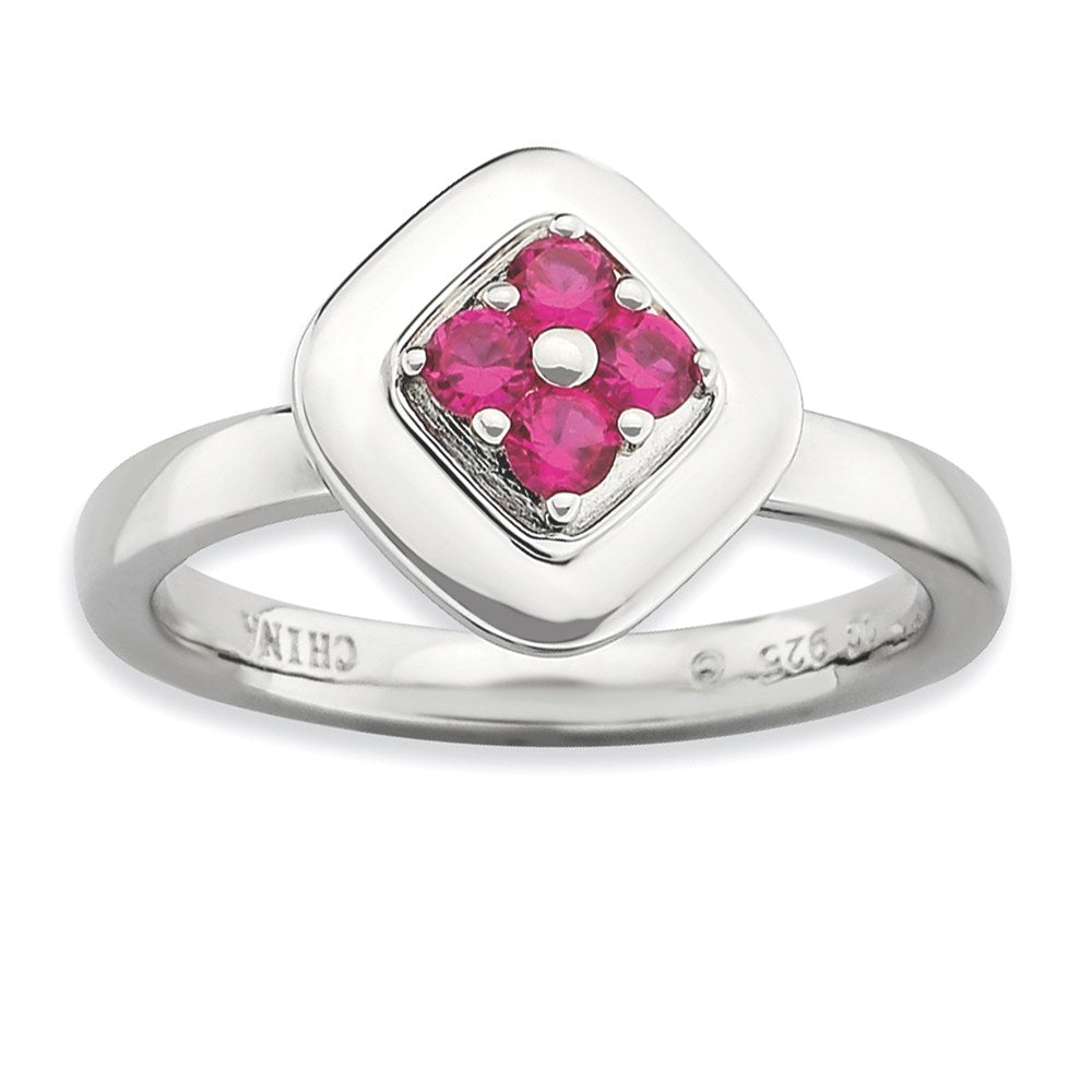 Sterlingsilber Stapelbar Expressions Poliert Erzeugt Rubin Ring