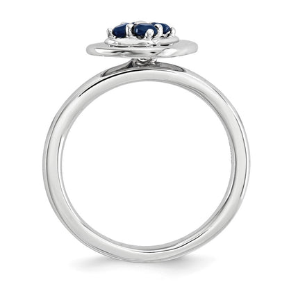 Sterlingsilber Stapelbar Expressions Poliert Erzeugt Saphir Ring