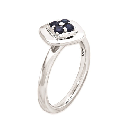 Sterlingsilber Stapelbar Expressions Poliert Erzeugt Saphir Ring