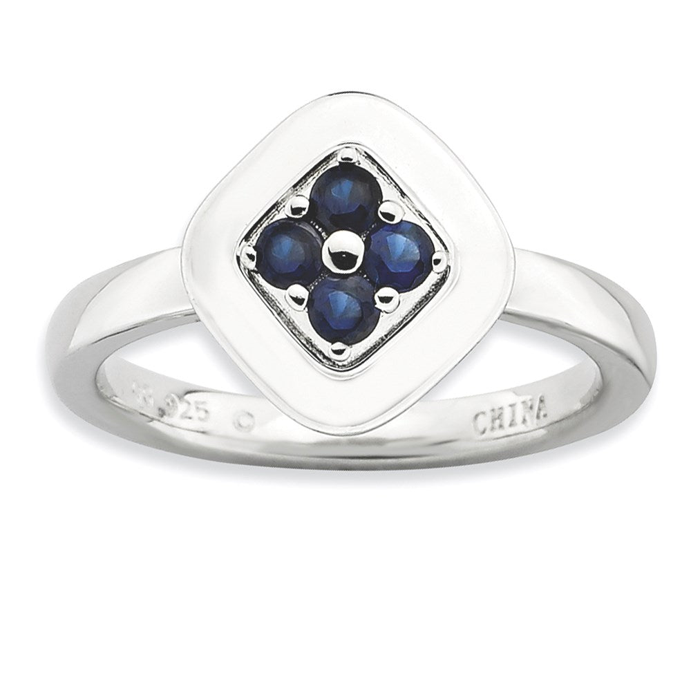 Sterlingsilber Stapelbar Expressions Poliert Erzeugt Saphir Ring