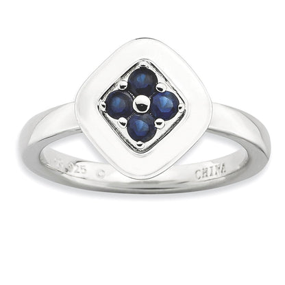 Sterlingsilber Stapelbar Expressions Poliert Erzeugt Saphir Ring