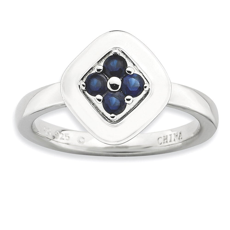 Sterlingsilber Stapelbar Expressions Poliert Erzeugt Saphir Ring