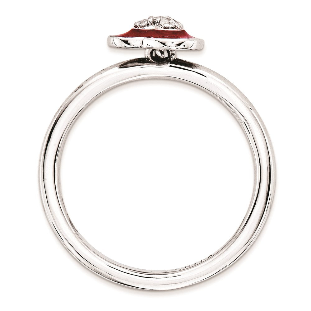 Sterlingsilber Stapelbar Expressions Poliert Emailliert/cz Herz Ring (size 7 Nur)