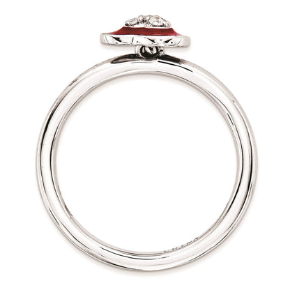 Sterlingsilber Stapelbar Expressions Poliert Emailliert/cz Herz Ring (size 7 Nur)